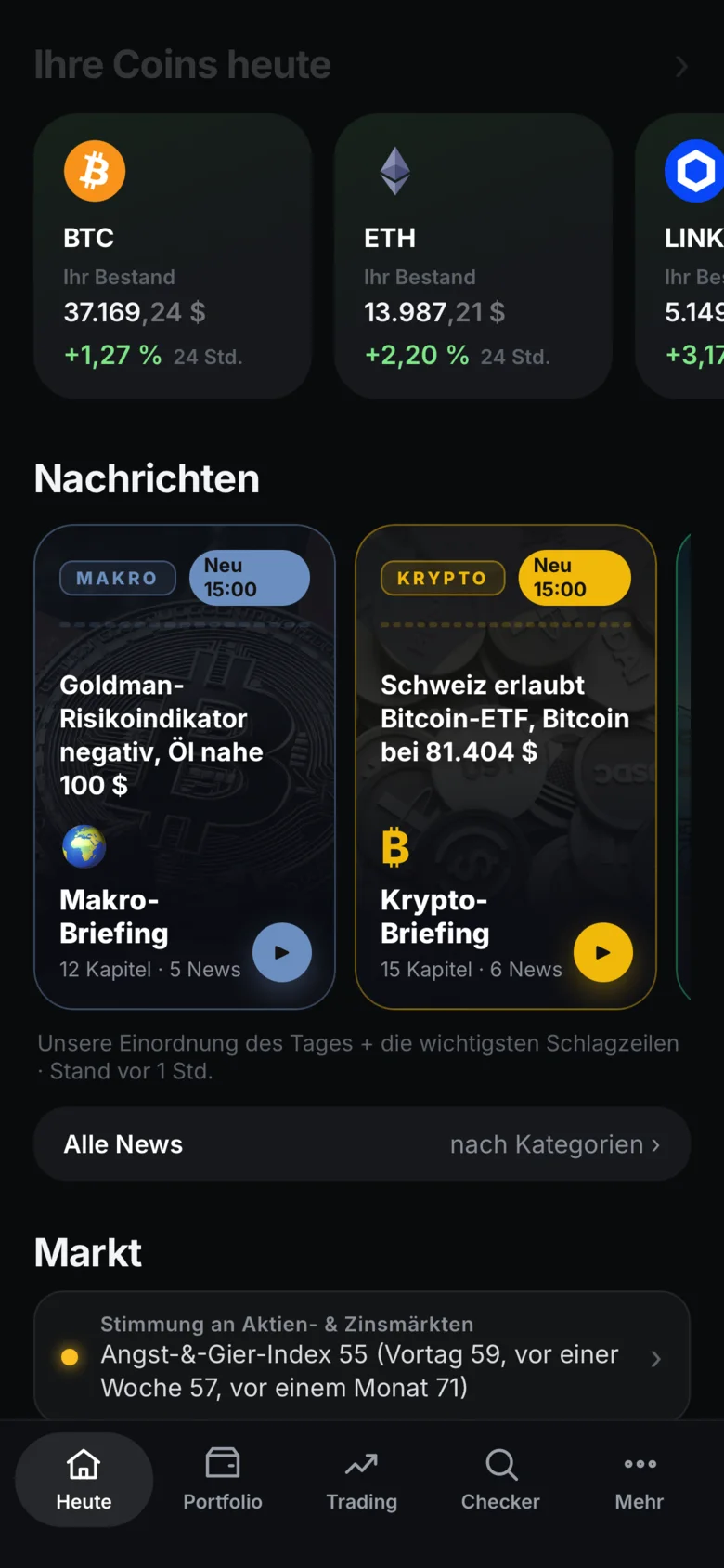 Ihre Coins heute, Nachrichten und Marktstimmung
